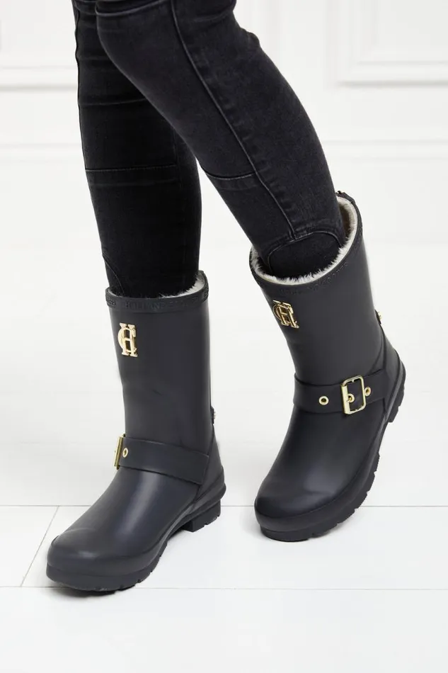 Women Sherpa Lined Chelsea Wellington Matte Black Holland Cooper Wellington Boots