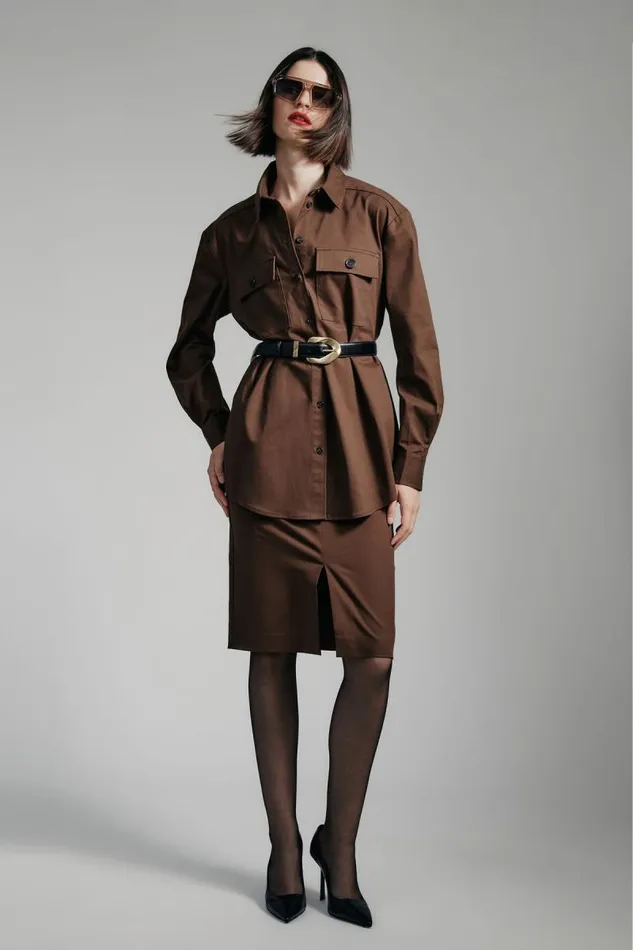 Women Shirts and Blouses Bardot Tybi Cotton Shirt In Chocolate Chocolate