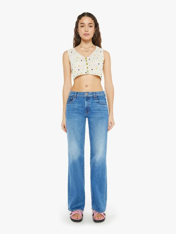 Women Shirts Mother Denim Ludi Pearl Beaded Crochet Top Ivory