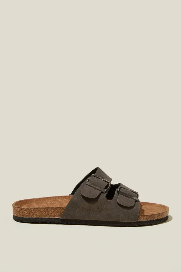 Women Shoes and Slippers Cotton On Rex Double Buckle Slide Grey Micro