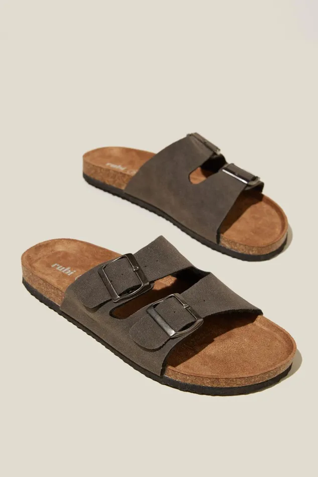 Women Shoes and Slippers Cotton On Rex Double Buckle Slide Grey Micro