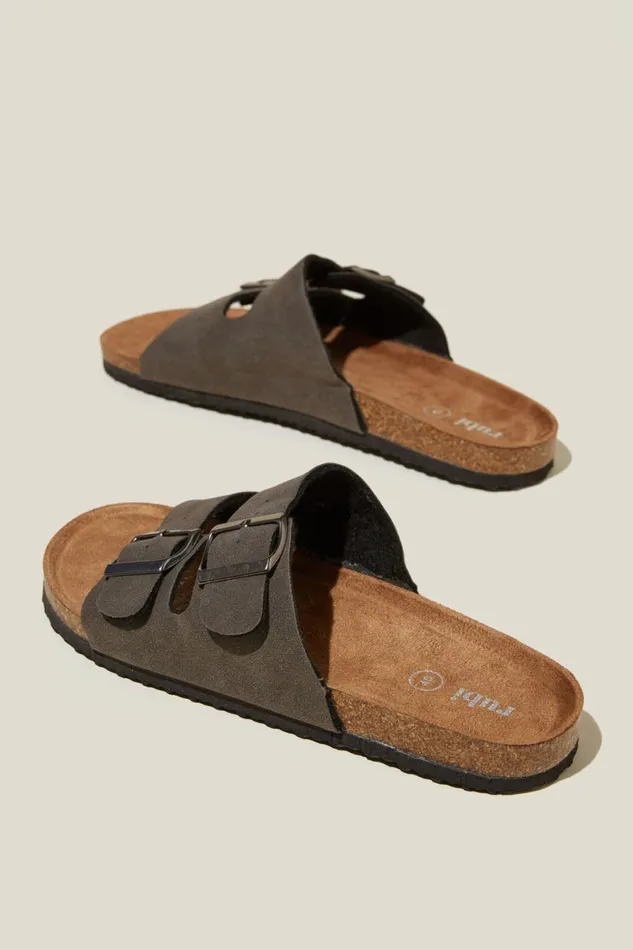 Women Shoes and Slippers Cotton On Rex Double Buckle Slide Grey Micro