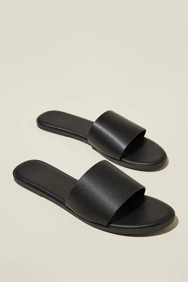 Women Shoes and Slippers Cotton On Sorrento Single Vamp Black Pebbled