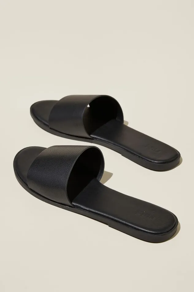 Women Shoes and Slippers Cotton On Sorrento Single Vamp Black Pebbled