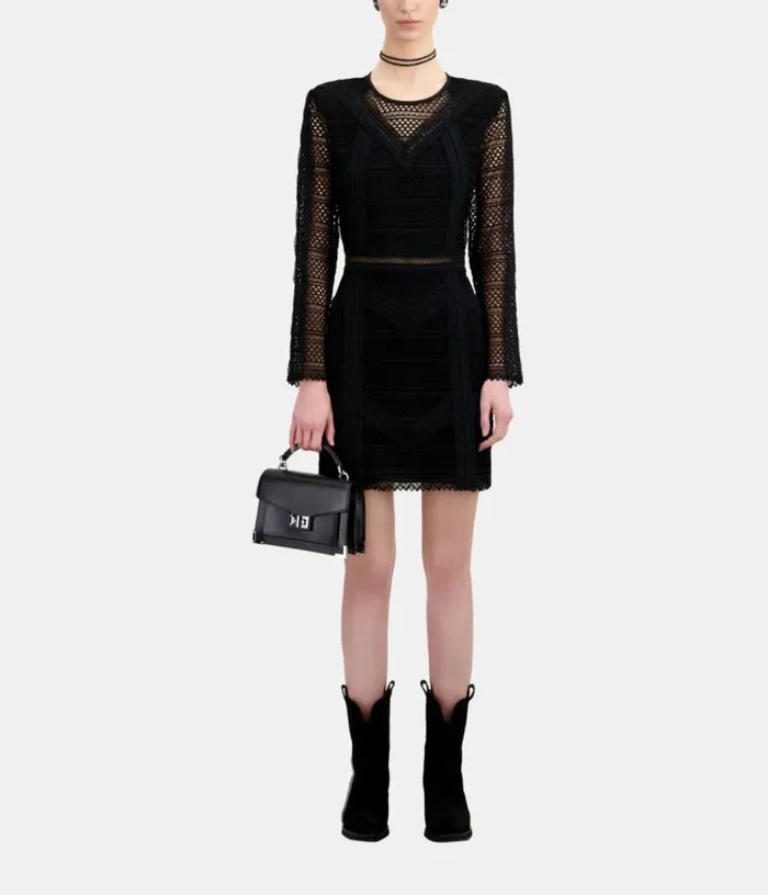 Women Short Black Guipure Dress THE KOOPLES Dresses and Jumpsuits