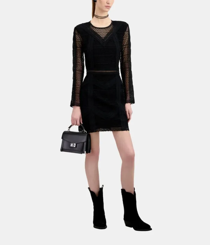 Women Short Black Guipure Dress THE KOOPLES Dresses and Jumpsuits