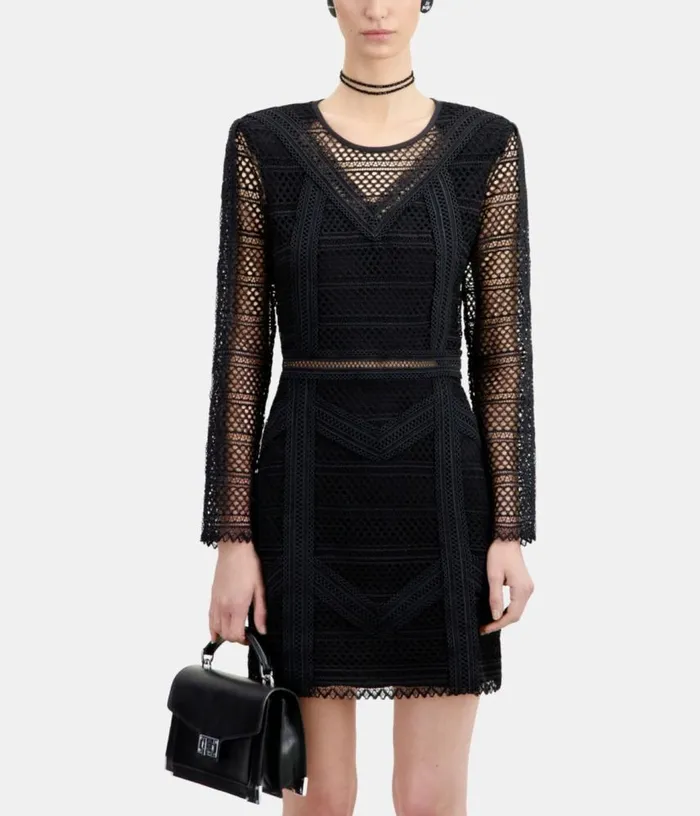 Women Short Black Guipure Dress THE KOOPLES Dresses and Jumpsuits