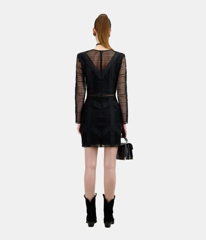 Women Short Black Guipure Dress THE KOOPLES Dresses and Jumpsuits