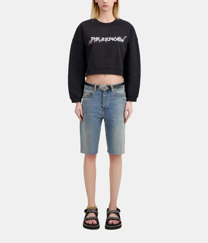 Women Short Black What Is Sweatshirt With Rhinestones THE KOOPLES Sweatshirts