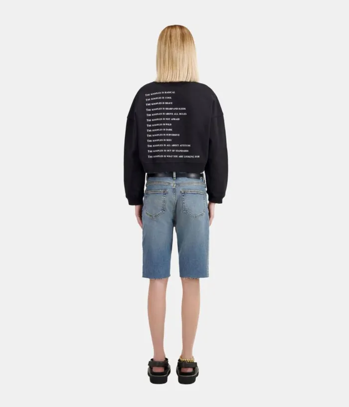 Women Short Black What Is Sweatshirt With Rhinestones THE KOOPLES Sweatshirts Women Short Black What Is Sweatshirt With Rhinestones THE KOOPLES Sweatshirts
