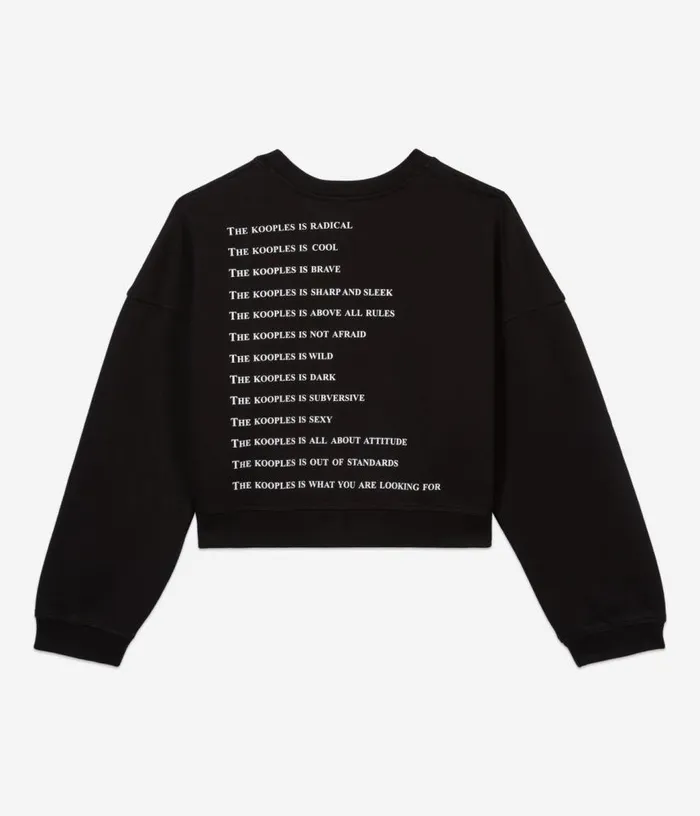 Women Short Black What Is Sweatshirt With Rhinestones THE KOOPLES Sweatshirts Women Short Black What Is Sweatshirt With Rhinestones THE KOOPLES Sweatshirts