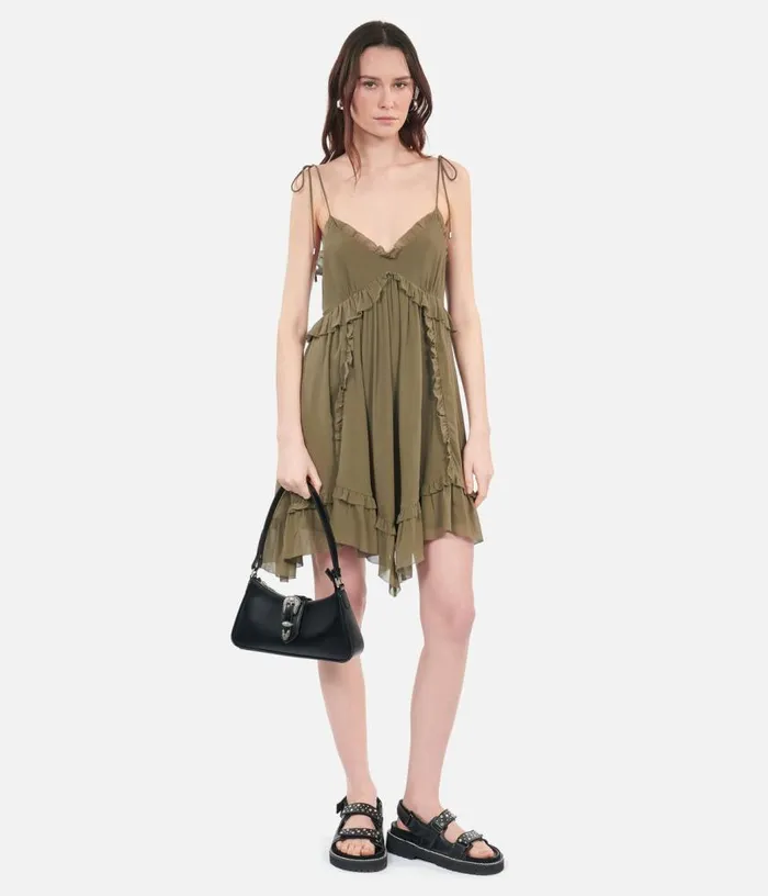 Women Short Khaki Silk Dress THE KOOPLES Dresses and Jumpsuits