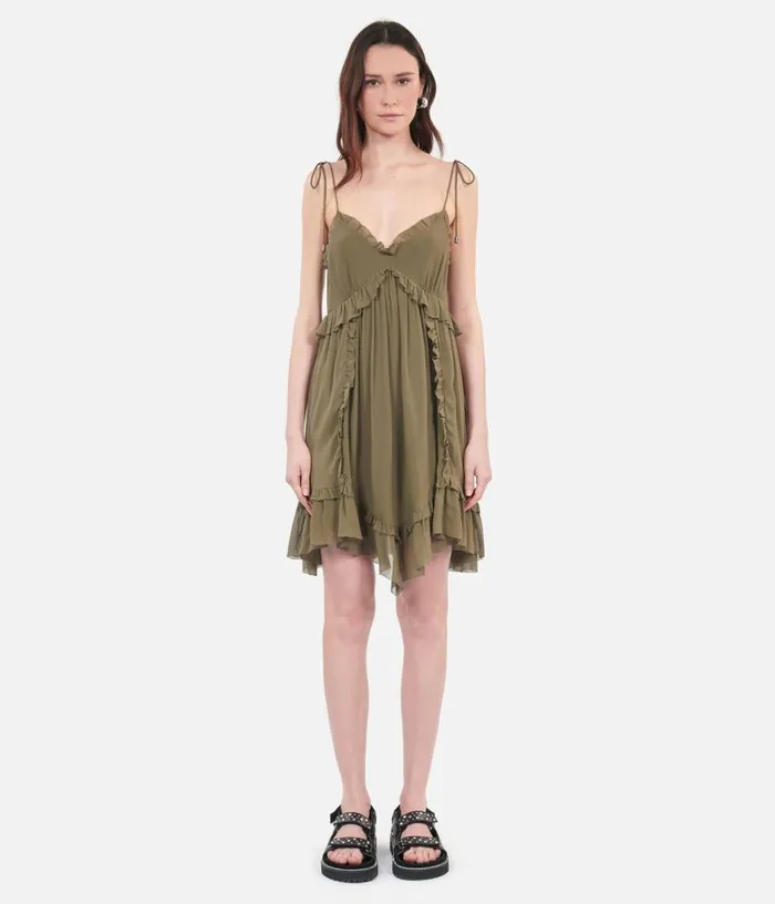 Women Short Khaki Silk Dress THE KOOPLES Dresses and Jumpsuits