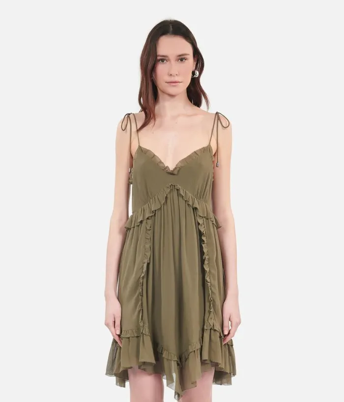 Women Short Khaki Silk Dress THE KOOPLES Dresses and Jumpsuits