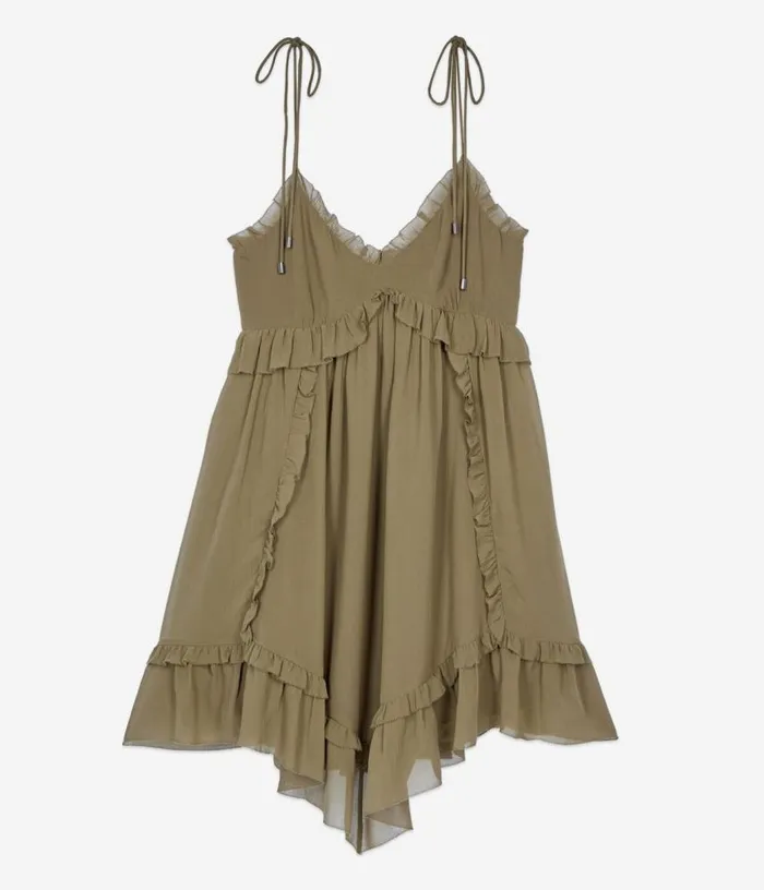 Women Short Khaki Silk Dress THE KOOPLES Dresses and Jumpsuits