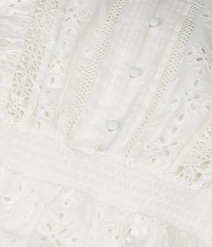 Women Short White Dress In English Embroidery THE KOOPLES Dresses and Jumpsuits Women Short White Dress In English Embroidery THE KOOPLES Dresses and Jumpsuits