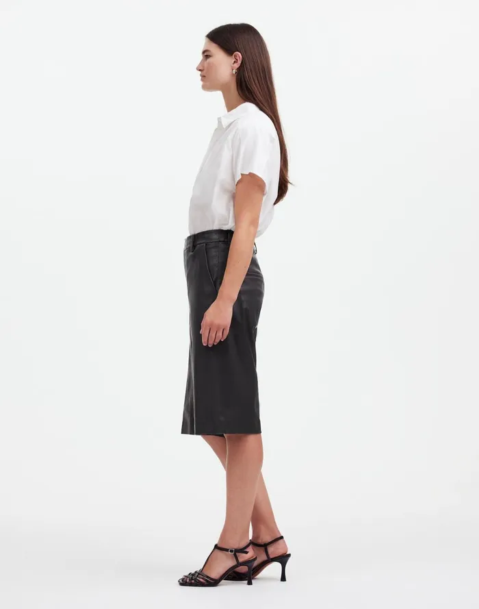 Women Shorts Madewell Stretch Leather Culottes True Black