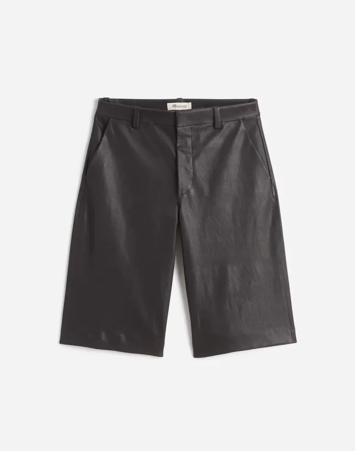 Women Shorts Madewell Stretch Leather Culottes True Black
