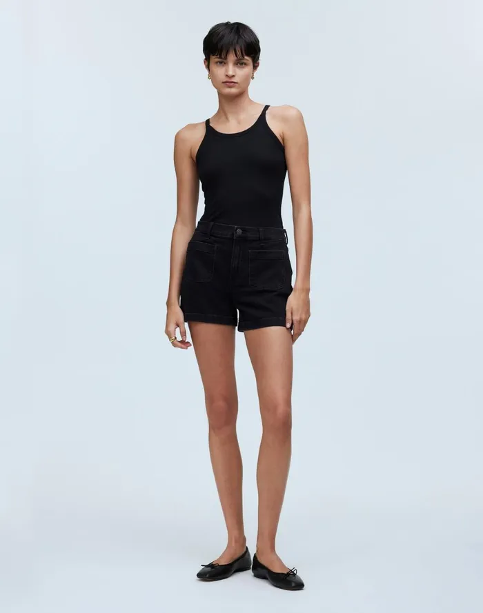 Women Shorts Madewell The Denim Emmett Short Patch Pocket Edition Sendhurst Wash