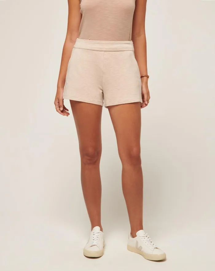 Women Shorts TravisMathew CLOUD TERRY SHORT Heather Natural