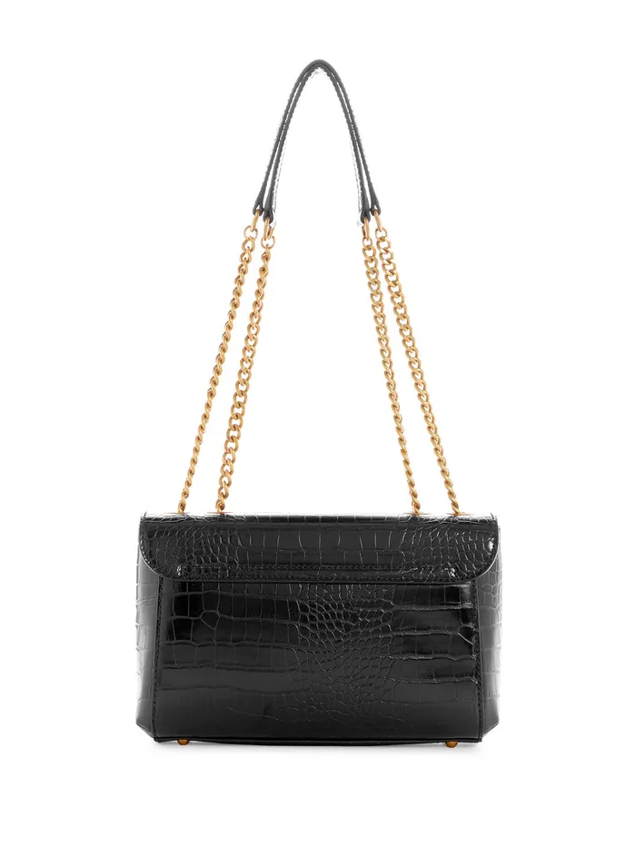Women Shoulder Bag GUESS Black Nell Croco Crossbody Bag