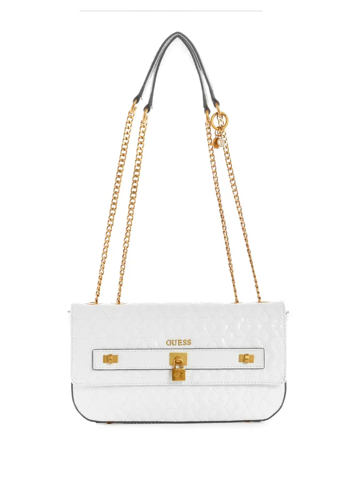 Women Shoulder Bag GUESS White Isidora Convertible Crossbody Bag