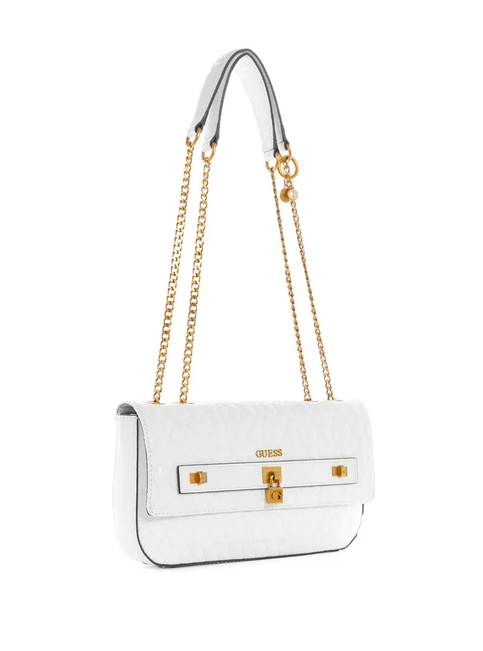 Women Shoulder Bag GUESS White Isidora Convertible Crossbody Bag