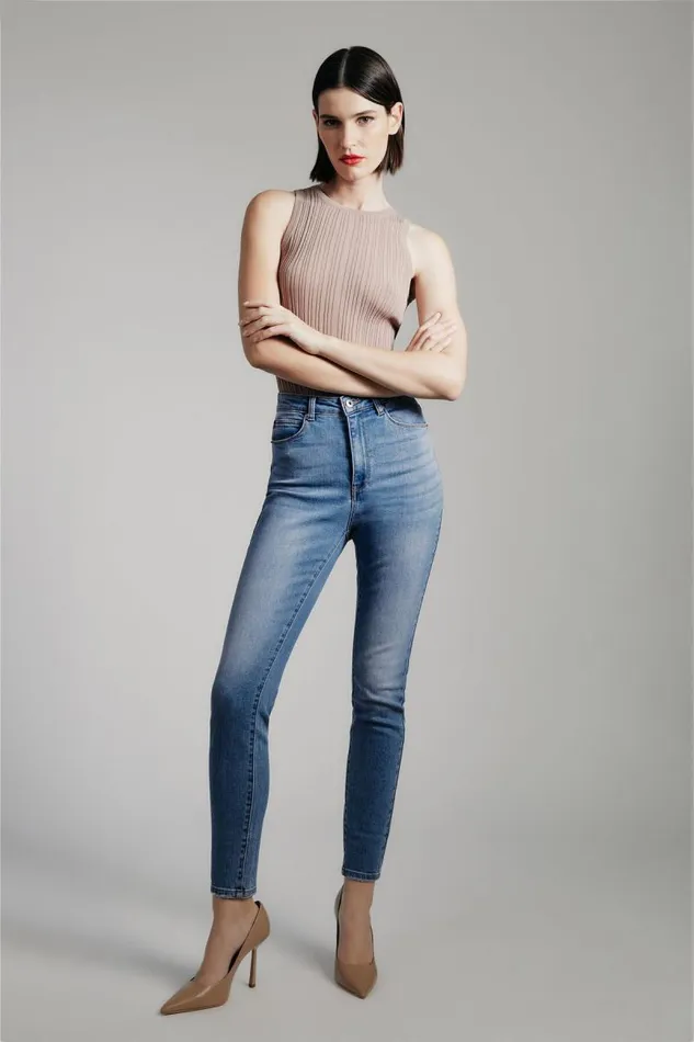 Women Skinny Jean Bardot Khloe Hi Jeans In Dark Denim Dark Denim