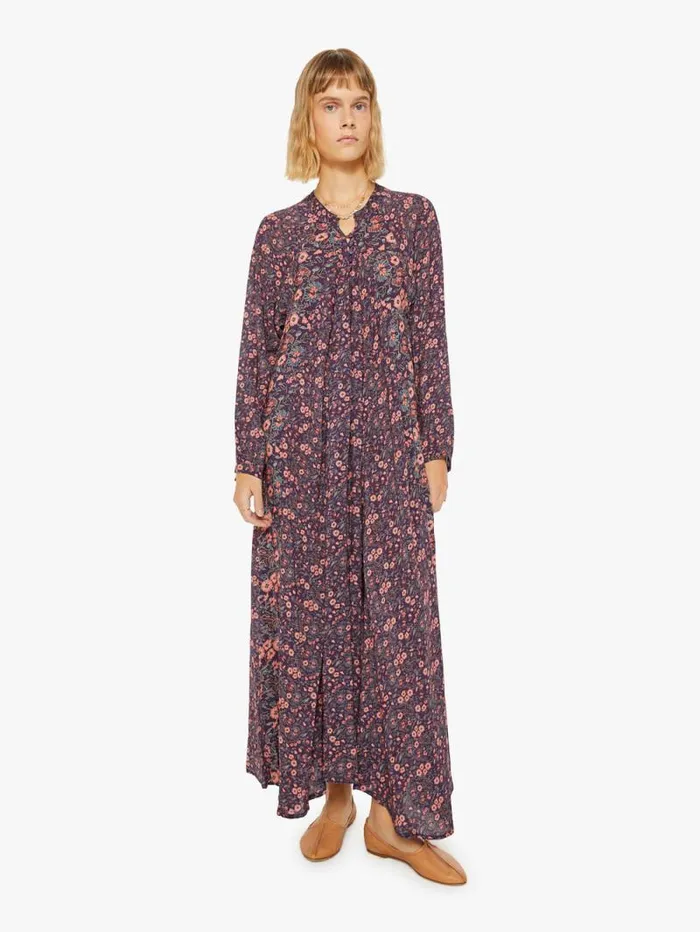 Women Skirts and Dresses Mother Denim Fiore Maxi Petite Fleur Print Aubergine