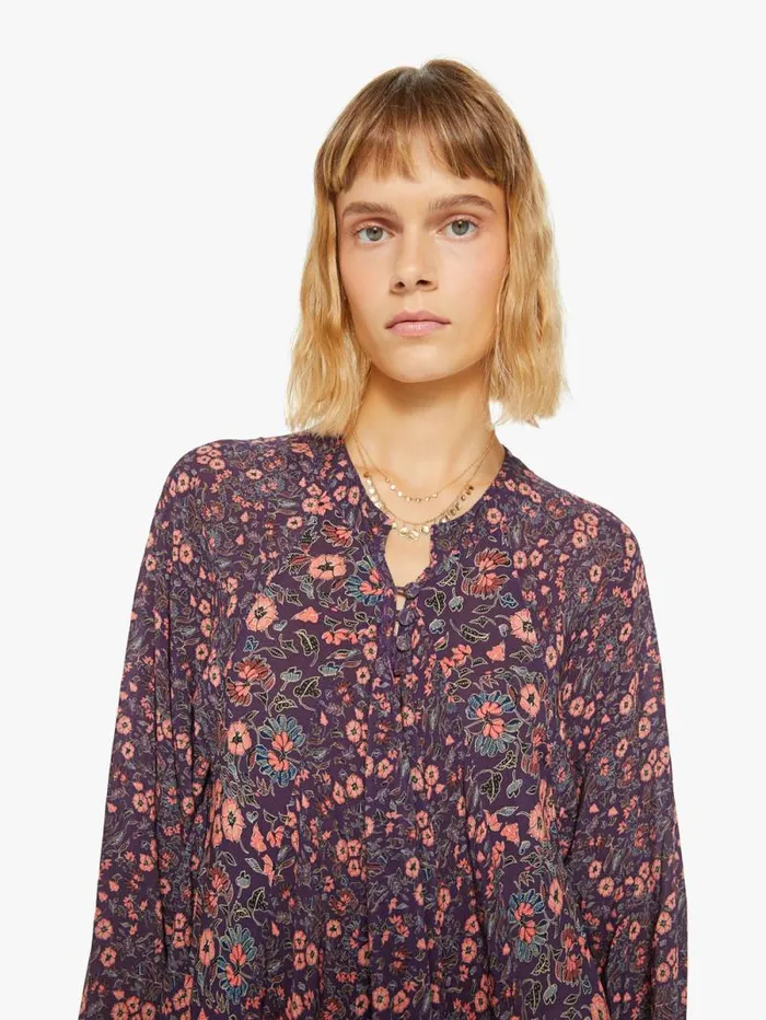 Women Skirts and Dresses Mother Denim Fiore Maxi Petite Fleur Print Aubergine