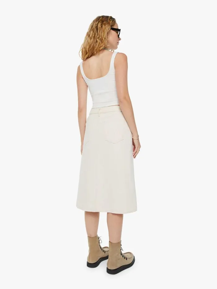 Women Skirts and Dresses Mother Denim The Down Low Spinner Midi White natural