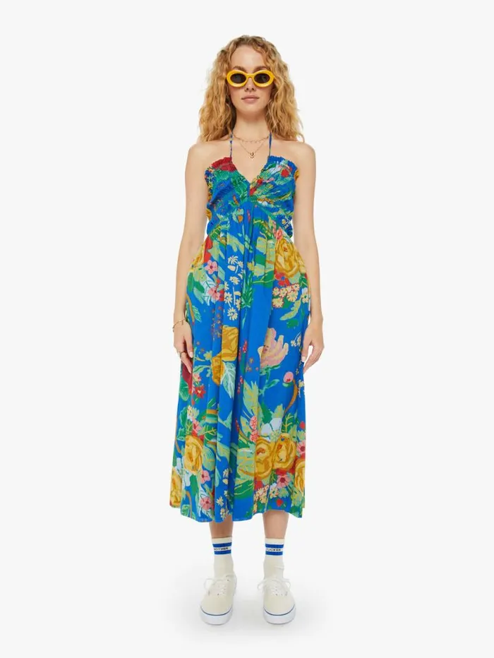 Women Skirts and Dresses Mother Denim The Screeching Halter Dress Blue turquoiseaqua