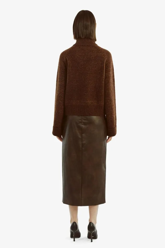 Women Skirts Bardot Dante Vegan Leather Midi Skirt In Dark Chocolate Dark Chocolate