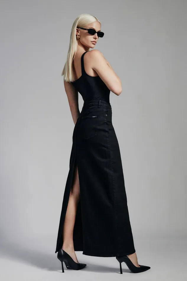Women Skirts Bardot Evianna Denim Maxi Skirt In Black Black