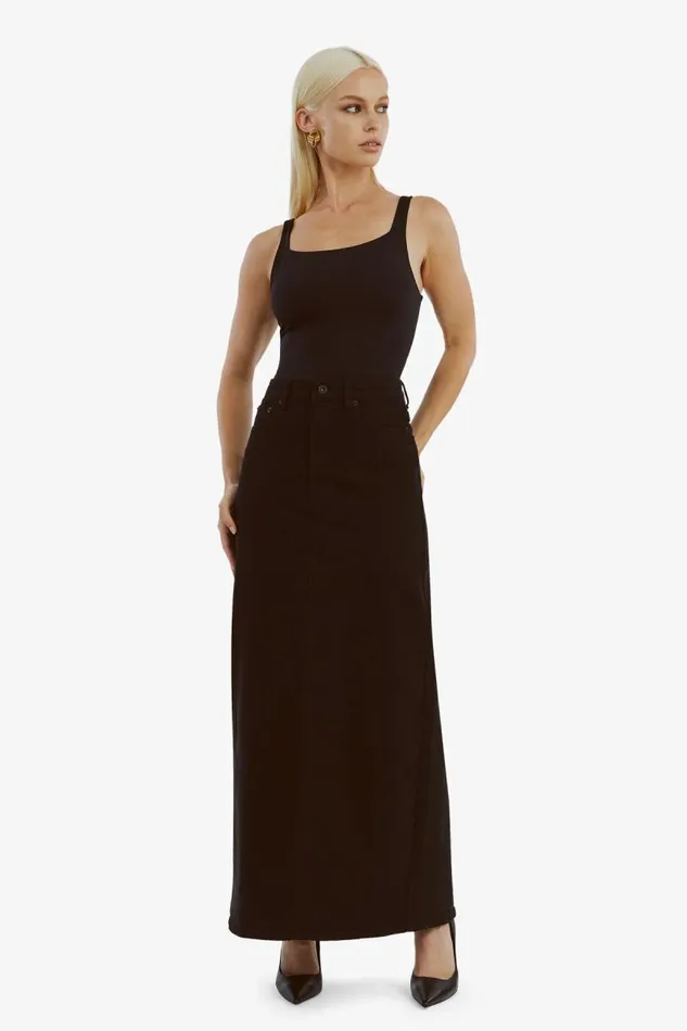 Women Skirts Bardot Evianna Denim Maxi Skirt In Black Black Women Skirts Bardot Evianna Denim Maxi Skirt In Black Black