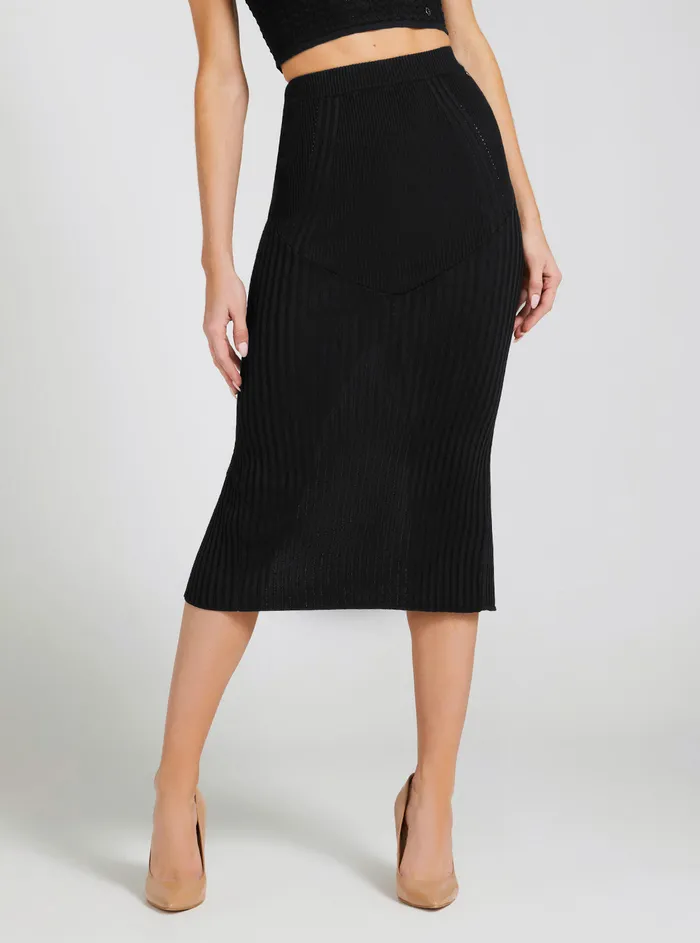 Women Skirts GUESS Black Julie Knit Midi Skirt
