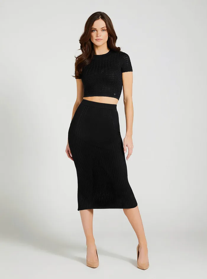 Women Skirts GUESS Black Julie Knit Midi Skirt