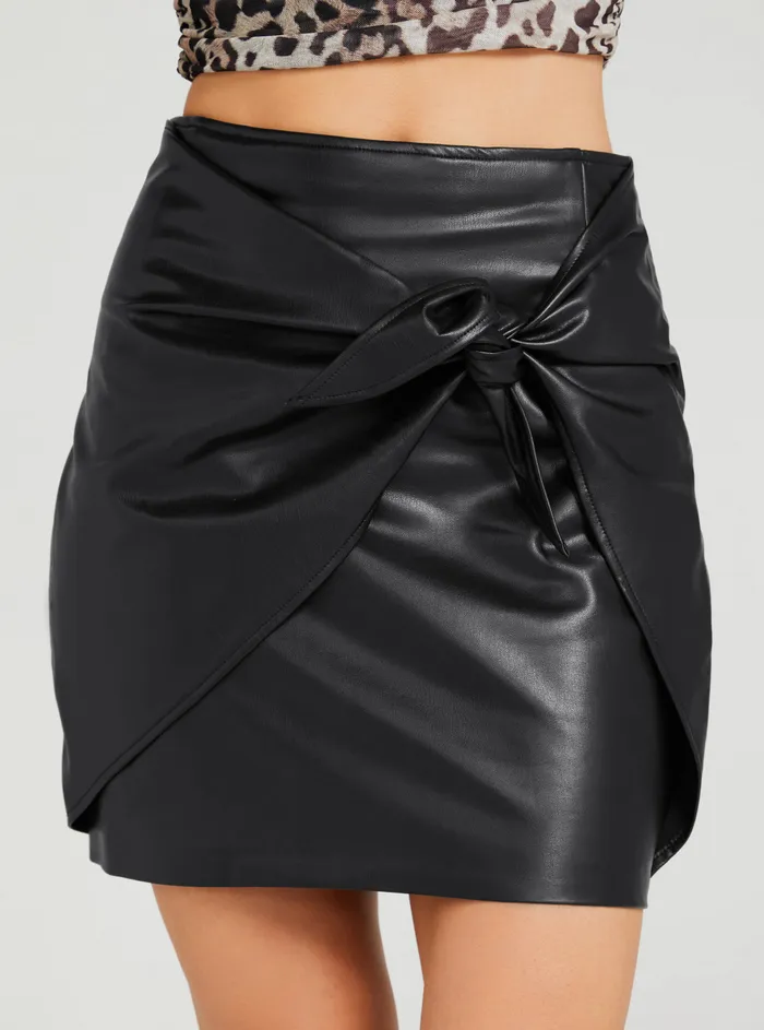 Women Skirts GUESS Black Multi Alya Wrap Mini Skirt