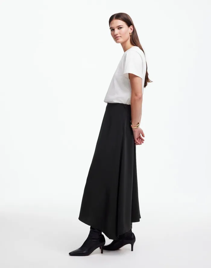 Women Skirts Madewell Asymmetric Midi Skirt True Black