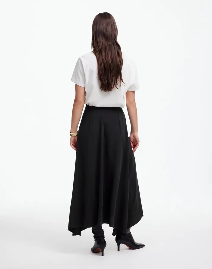 Women Skirts Madewell Asymmetric Midi Skirt True Black