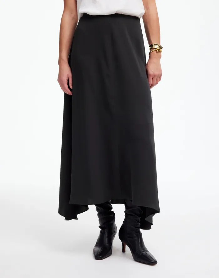 Women Skirts Madewell Asymmetric Midi Skirt True Black