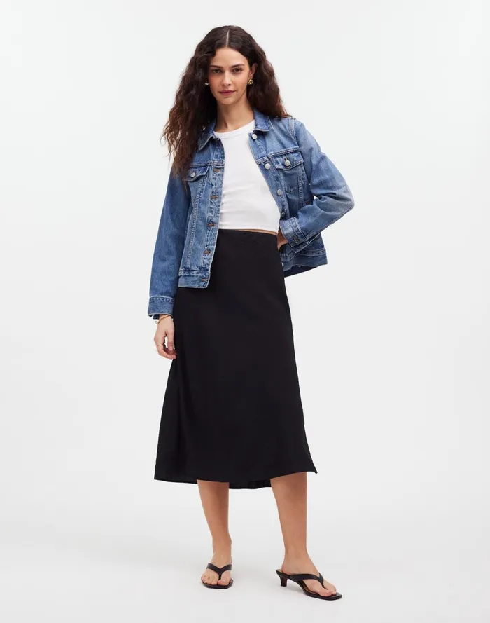 Women Skirts Madewell The Layton Midi Slip Skirt True Black