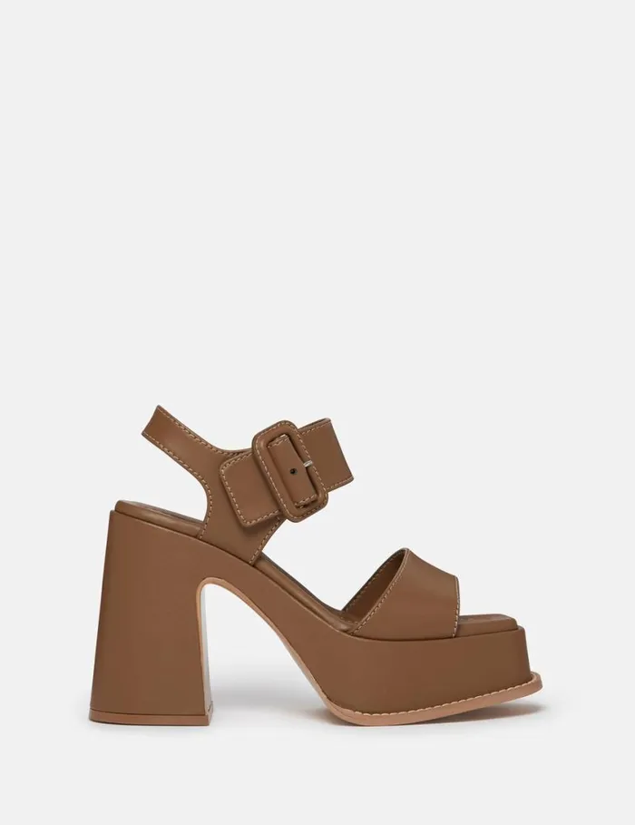 Women Skyla Buckled Platform Sandals Pitch Black Stella McCartney Heels