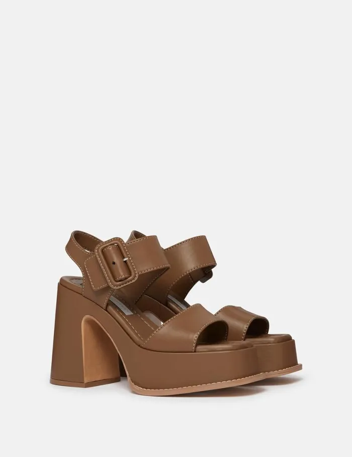 Women Skyla Buckled Platform Sandals Pitch Black Stella McCartney Heels