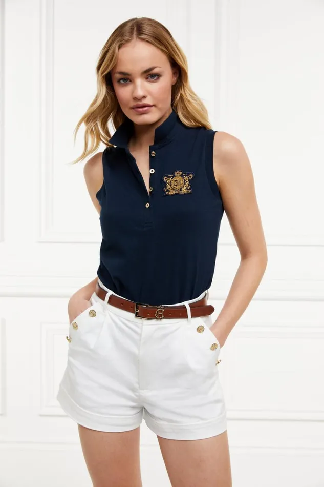 Women Sleeveless Polo Shirt Ink Navy Holland Cooper Polo Shirts