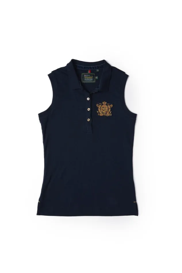 Women Sleeveless Polo Shirt Ink Navy Holland Cooper Polo Shirts