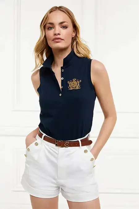Women Sleeveless Polo Shirt Ink Navy Holland Cooper Polo Shirts