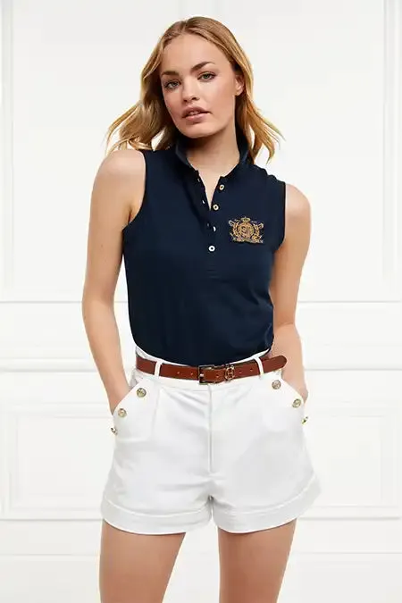 Women Sleeveless Polo Shirt Ink Navy Holland Cooper Polo Shirts