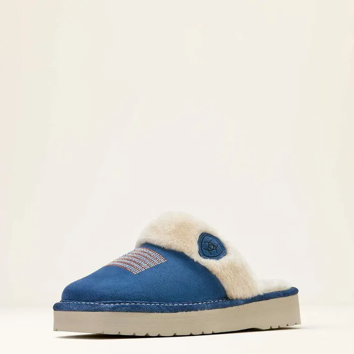 Women Slippers Ariat Jackie Square Toe Stack Slipper Blue