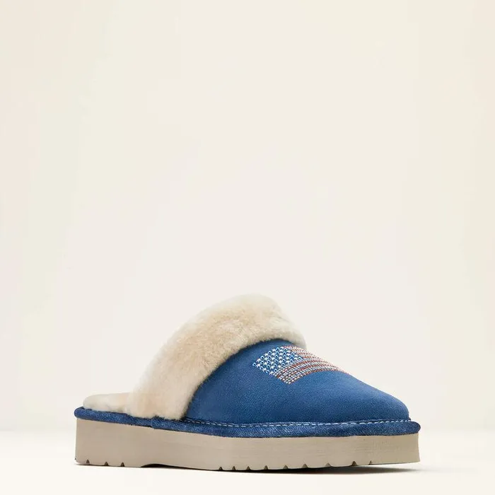 Women Slippers Ariat Jackie Square Toe Stack Slipper Blue Women Slippers Ariat Jackie Square Toe Stack Slipper Blue